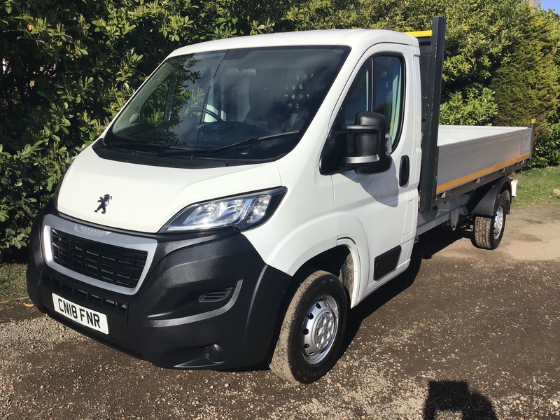 View PEUGEOT BOXER BLUE HDI 335 L3 EURO6 ULEZ COMPLIANT 3.7 METRE DROPSIDE TRUCK