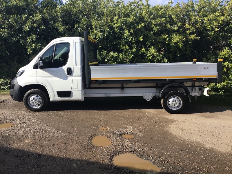 View PEUGEOT BOXER BLUE HDI 335 L3 EURO6 ULEZ COMPLIANT 3.7 METRE DROPSIDE TRUCK